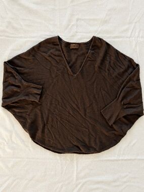 Kerisma Chocolate Brown Ribbed V-Neck Dolman Sweater M